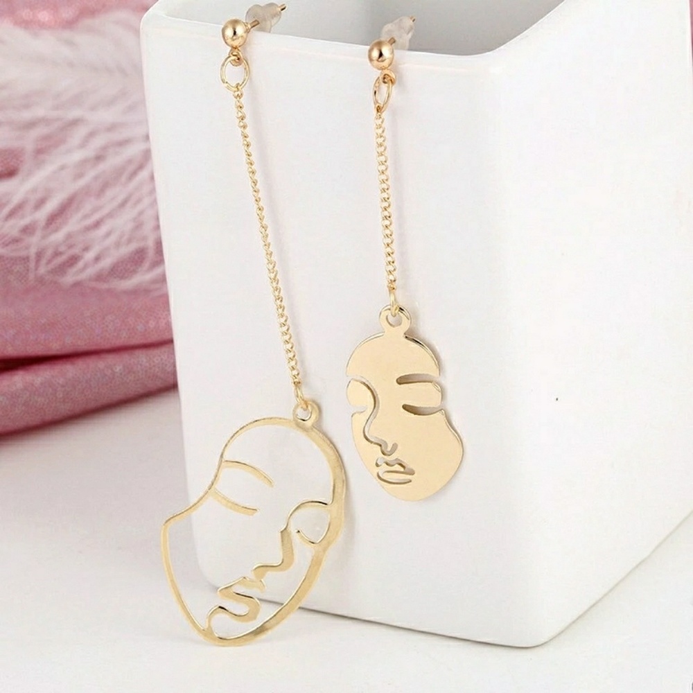Abstract Faces Dangle Earrings